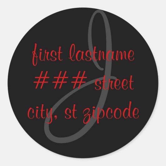 J monogram retour adres label - personaliseer info (Voorkant)