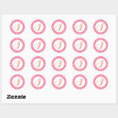 J Monogram (roze / Oranje puntcirkel) Ronde Sticker (Vel)