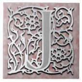 J Monogram "Silver Stone" blokletter Tegeltje (Voorkant)