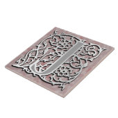J Monogram "Silver Stone" blokletter Tegeltje (Zijkant)