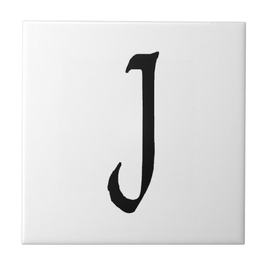 "J" monogram, tekst met pen Tegeltje (Voorkant)