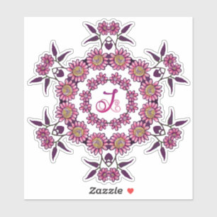 J Monogram Unieke Bizarre Boho Flowers  Sticker