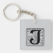 J Monogramm schwarz Sleutelhanger (voorkant)