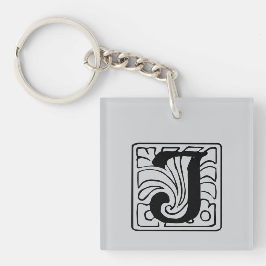 J Monogramm schwarz Sleutelhanger (voorkant)