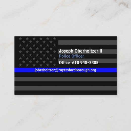 J. O. II Thin Blue Line American Flag Contact Visitekaartje (Voorkant)
