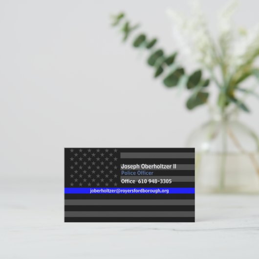 J. O. II Thin Blue Line American Flag Contact Visitekaartje (Staand voorkant)