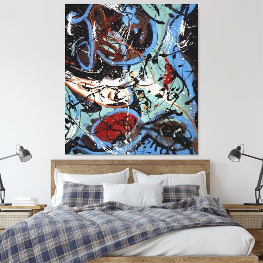 J.P. - Compositie met Pouring II - 1943 - Canvas Afdruk (Insitu (Slaapkamer))