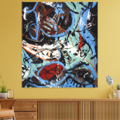 J.P. - Compositie met Pouring II - 1943 - Canvas Afdruk (Insitu (Woonkamer))