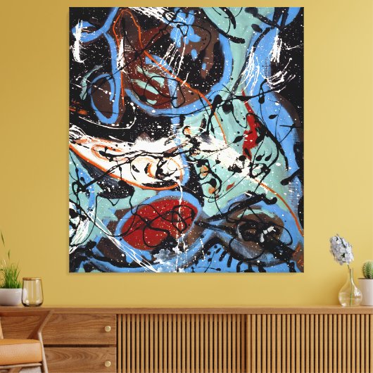 J.P. - Compositie met Pouring II - 1943 - Canvas Afdruk (Insitu (Woonkamer))