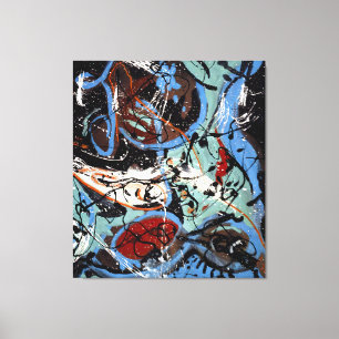 J.P. - Compositie met Pouring II - 1943 - Canvas Afdruk