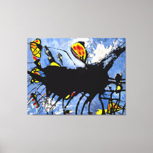 J. P. - GEGOTEN ZWARTE VORM I - c. 1950 - Abstract Canvas Afdruk