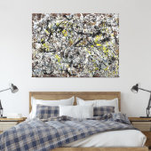 J. P. - MUURSCHILDERING OP INDIAN RED GROND - 1950 CANVAS AFDRUK (Insitu (Slaapkamer))