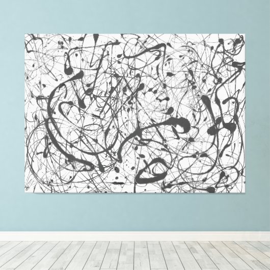 J. P. - Nummer 14 GRAY - 1948 - Action Painting - Canvas Afdruk (Insitu (Houten vloer))