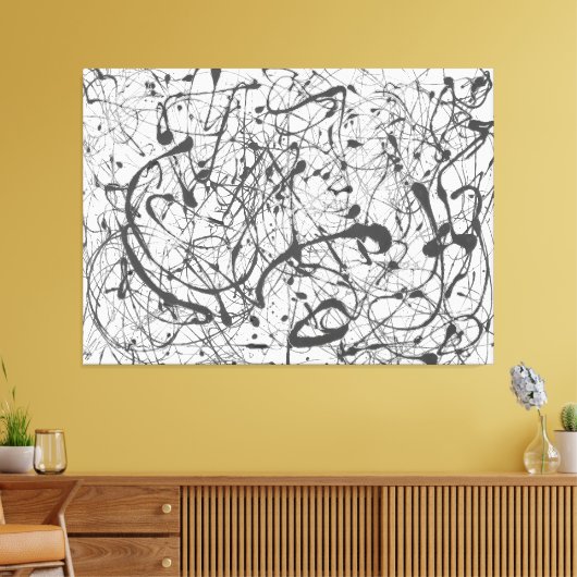 J. P. - Nummer 14 GRAY - 1948 - Action Painting - Canvas Afdruk (Insitu (Woonkamer))