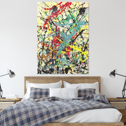 J. P. - Nummer 16 - 1949 - Action painting - Canvas Afdruk (Insitu (Slaapkamer))