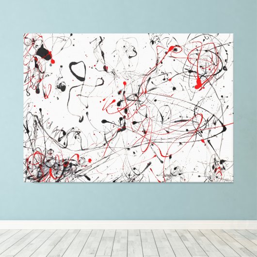J. P. - NUMMER 4 GRIJS EN ROOD - 1948 - Abstract - Canvas Afdruk (Insitu (Houten vloer))