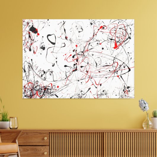 J. P. - NUMMER 4 GRIJS EN ROOD - 1948 - Abstract - Canvas Afdruk (Insitu (Woonkamer))