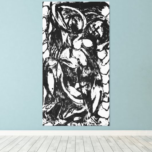 J. P. - NUMMER 5 - 1952 - Zwarte gietingen - Canvas Afdruk (Insitu (Houten vloer))