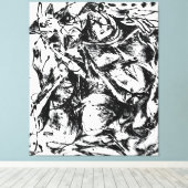 J. P. - NUMMER 6 - 1952 - Zwart Pourings - Canvas Afdruk (Insitu (Houten vloer))