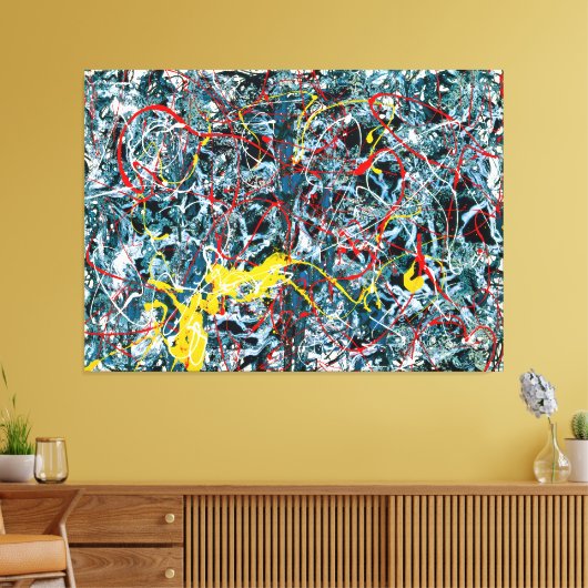 J. P. - Nummer 6 - Blauw, Rood en Geel - 1948- Canvas Afdruk (Insitu (Woonkamer))