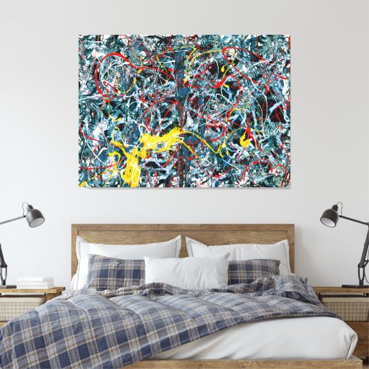 J. P. - Nummer 6 - Blauw, Rood en Geel - 1948- Canvas Afdruk (Insitu (Slaapkamer))