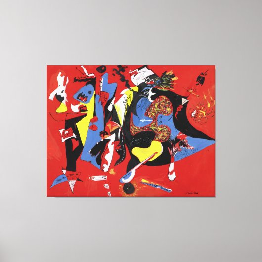 J. P. - ROOD en BLAUW  - 1946 - Abstract  - Canvas Afdruk (Voorkant)