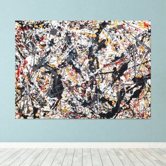 J. P. ZILVER OVER ZWART, WIT, GEEL & ROOD 1948 CANVAS AFDRUK (Insitu (Houten vloer))