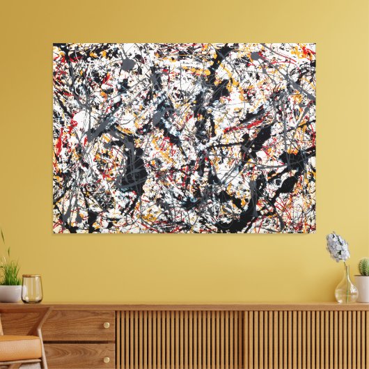 J. P. ZILVER OVER ZWART, WIT, GEEL & ROOD 1948 CANVAS AFDRUK (Insitu (Woonkamer))