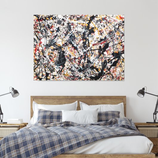 J. P. ZILVER OVER ZWART, WIT, GEEL & ROOD 1948 CANVAS AFDRUK (Insitu (Slaapkamer))