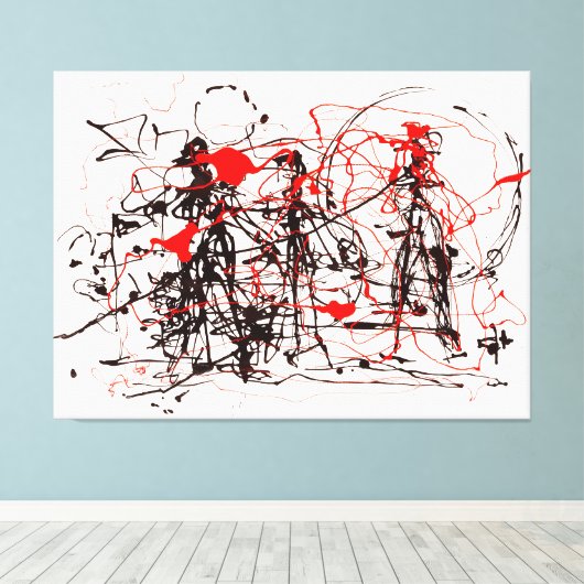 J. P. - ZONDER TITEL - c. 1948-1949 - Action paint Canvas Afdruk (Insitu (Houten vloer))