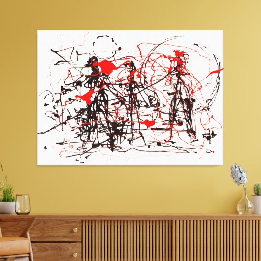 J. P. - ZONDER TITEL - c. 1948-1949 - Action paint Canvas Afdruk (Insitu (Woonkamer))