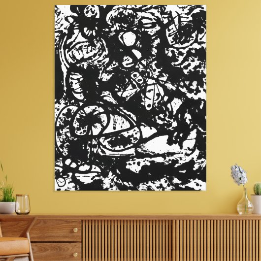 J. P. - ZWART EN WIT Nummer 6 - 1951 -Abstract- Canvas Afdruk (Insitu (Woonkamer))