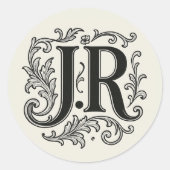 J.R. Initialen met Decor Ronde Sticker (Voorkant)