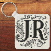 J.R. Initialen met Decor Sleutelhanger (Voorkant)