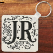 J.R. Initialen met Decor Sleutelhanger (Achterkant)