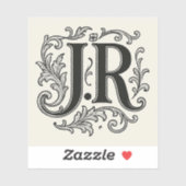 J.R. Initialen met Decor Sticker (Vel)