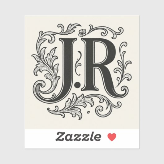 J.R. Initialen met Decor Sticker (Vel)