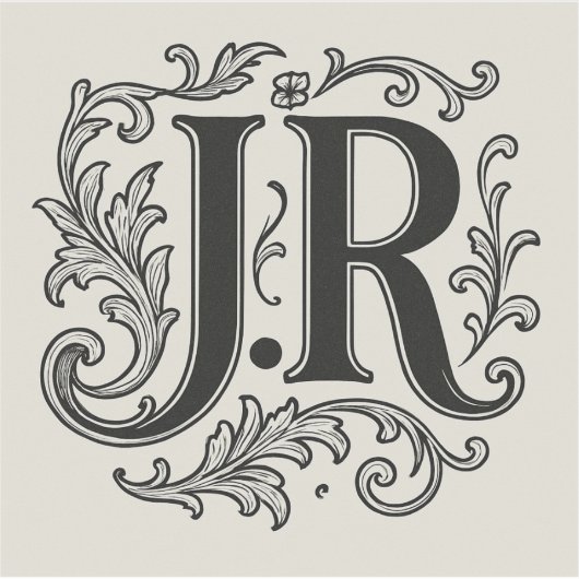 J.R. Initialen met Decor Sticker (Voorkant)