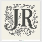 J.R Initialen met Decor Sticker (Vel)