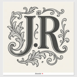J.R Initialen met Decor Sticker