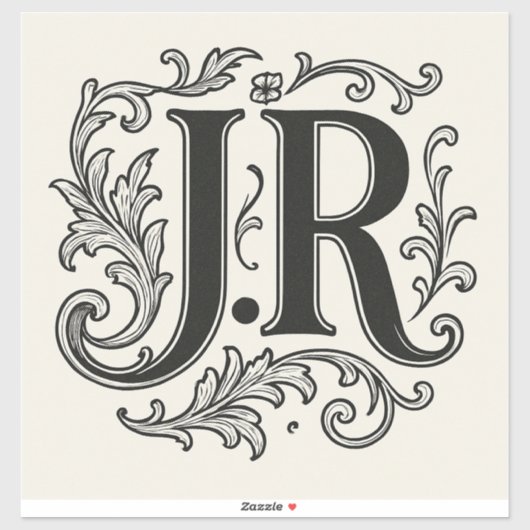 J.R Initialen met Decor Sticker (Vel)