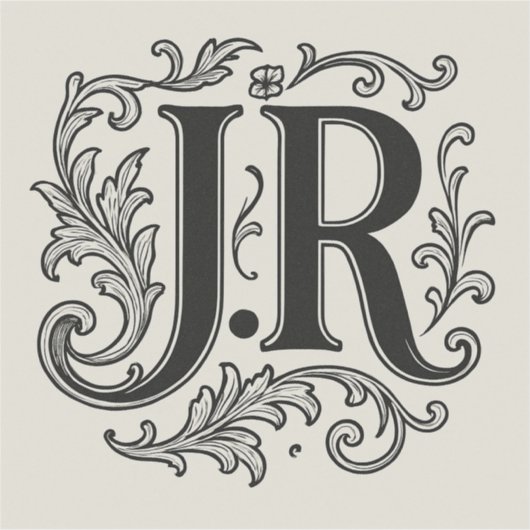 J.R Initialen met Decor Sticker (Voorkant)