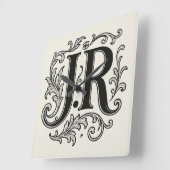 J.R. Initialen met Decor Vierkante Klok (Hoek)