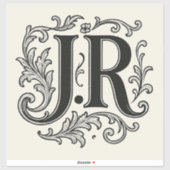 J.R Initials with Decor Sticker (Vel)