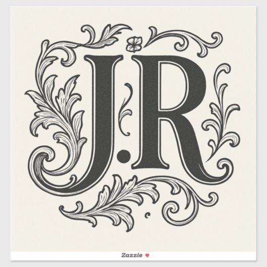 J.R Initials with Decor Sticker (Vel)