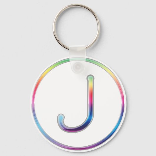 J Rainbow Monogram Sleutelhanger (Voorkant)