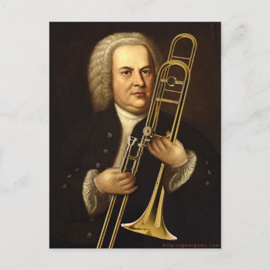J.S. Bach met trombone Briefkaart (Voorkant)