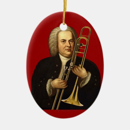 J.S. Bach met trombone Keramisch Ornament (Voorkant)