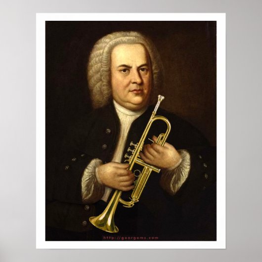 J.S. Bach met Trumpet Poster (Voorkant)