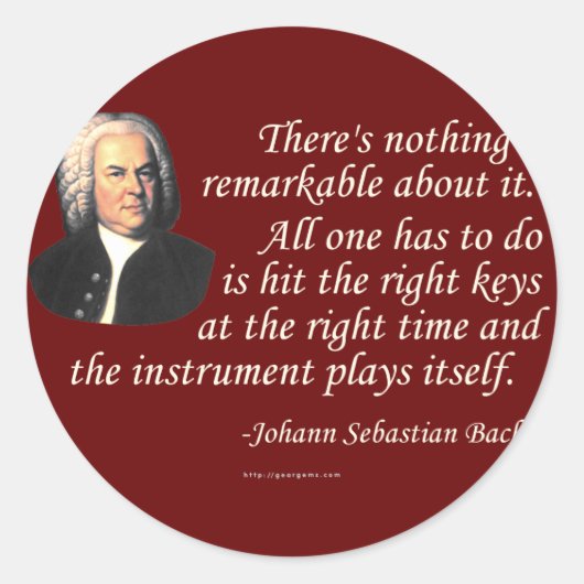 J.S. Bach op afspelen Ronde Sticker (Voorkant)